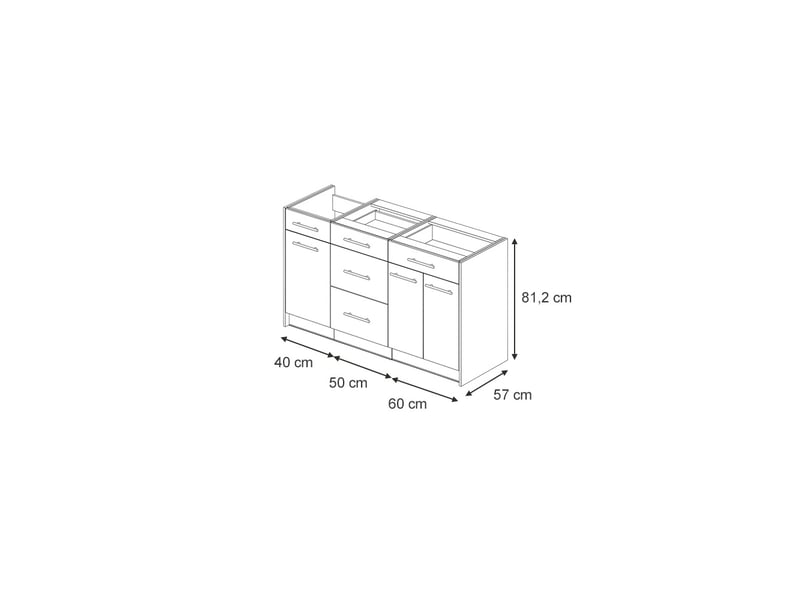  Vicco bloc cuisine, vert or campagneblanc, 150cm sans plan de travail  - Conforama B