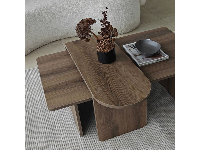  Set de 2 tables basses modernes en bois paris - noyer  - Conforama C