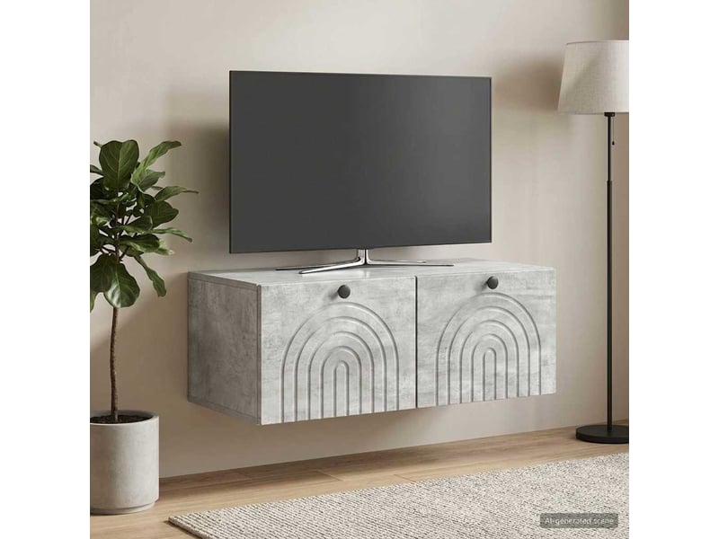  Meuble tv - banc tv - meuble de rangement mural gris béton 78,5 x 41 x 30 cm bois d'ingénierie  - Conforama D