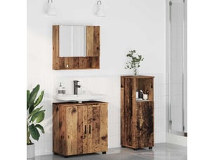 Ensemble de mobilier de salle de bain 3 pc bois ancien cf64258