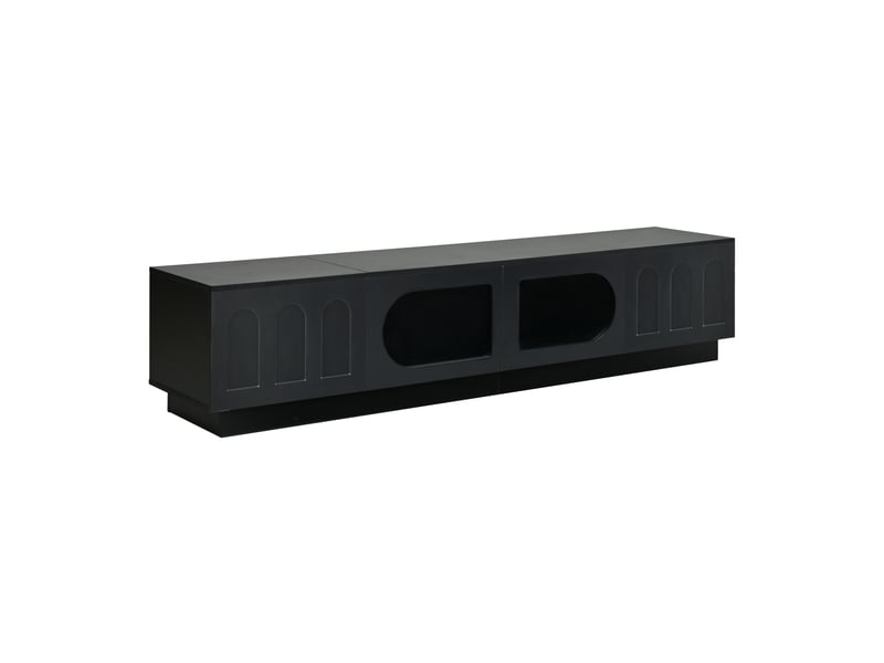  Meuble tv 4 portes avec éclairage led par application 200 x 40 x 42 cm noir GL6201S - Conforama A