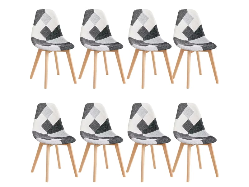  Lot de 8 chaises de salle à manger patchwork tissu homvra  - Conforama A