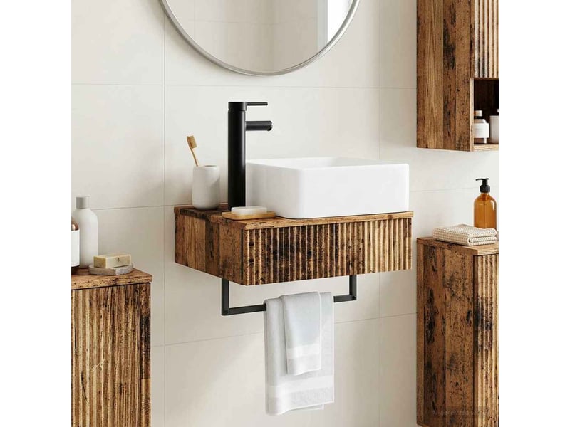 Basin de lavage mural, lavabo bois ancien 50x41x39 cm - Conforama B