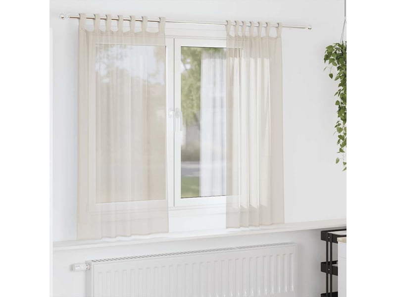 Lot de 2 rideaux en voile, voilages avec passants crème cf44442 - Conforama B