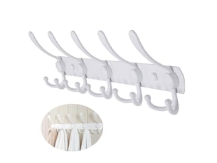 Porte-manteau mural avec 5 crochets triples en inox robuste, support pour vestes, sacs et chapeaux, organisation d'entrée de maison haute qualité, noir