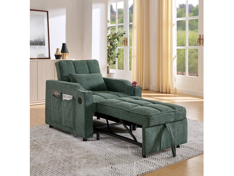  Fauteuil convertible 1 place avec couchage 190 cm et ports usb evryae  - Conforama C