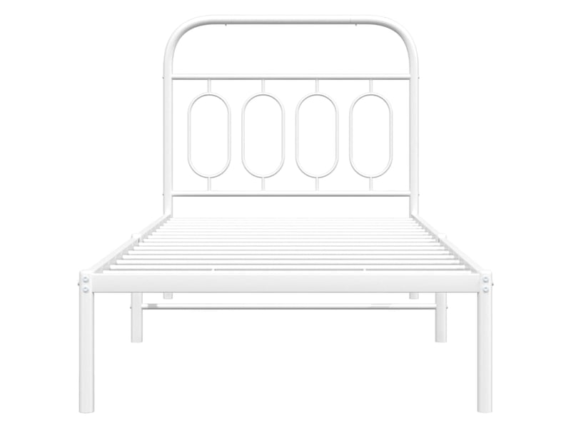  Lit simple- lit adulte -  cadre de lit métal sans matelas avec tête de lit blanc 80x200cm  - Conforama C