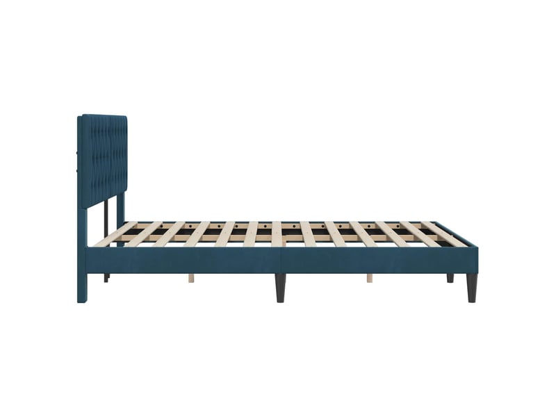 Lit double- lit adulte - cadre de lit avec tête de lit bleu 120 x 190 cm velours - Conforama D