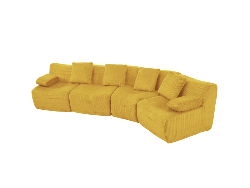  Canapé modulable 4 places en velours côtelé jaune 311 x 90 x 65 cm ZR2060311Y - Conforama B