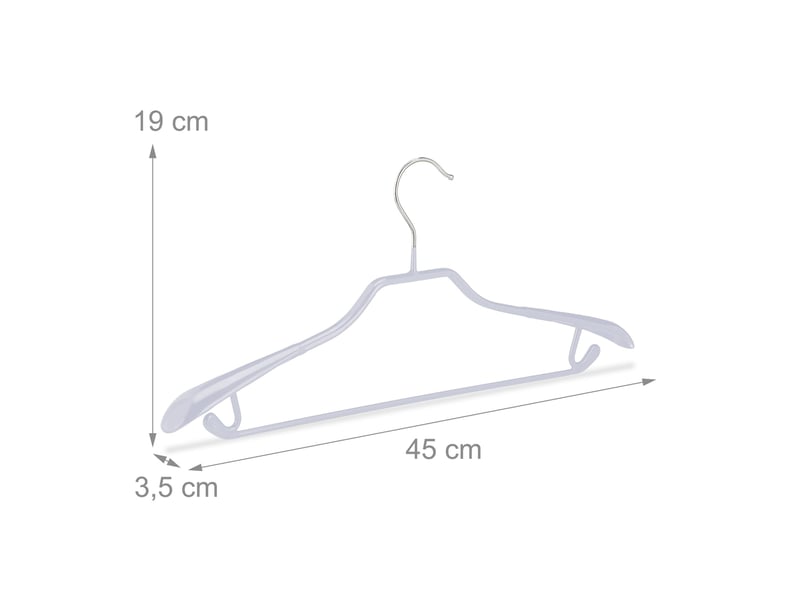  Lot de 10 cintres antidérapants pour costumes support large 19 x 45 x 3,5 cm en métal gris clair 13_0009019  - Conforama C
