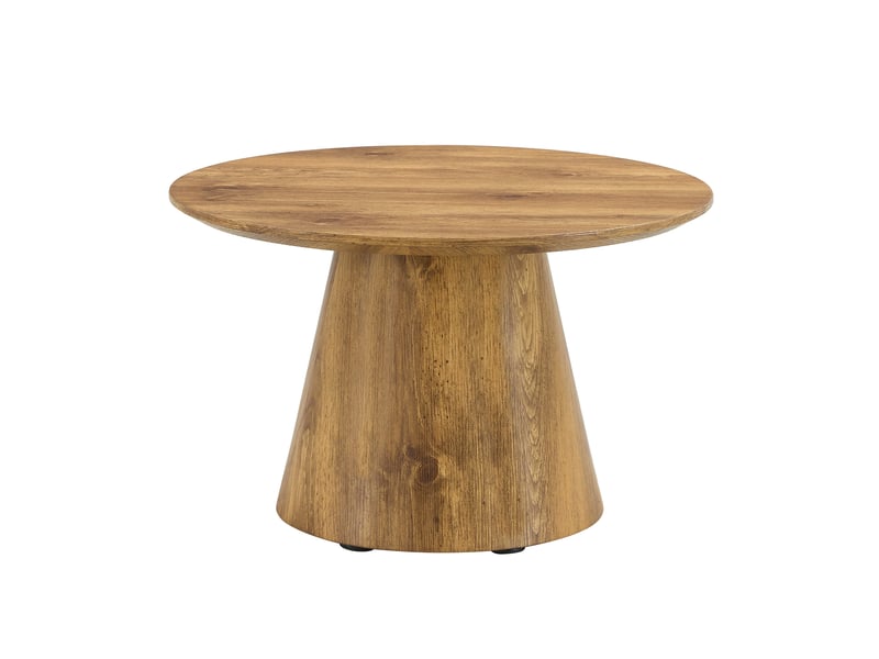  Table basse ronde 60x60x35 cm, table d'appoint, pour salon, balcon, chambre, plateau 2,5 cm, 120 kg, mdf, couleur bois  - Conforama A
