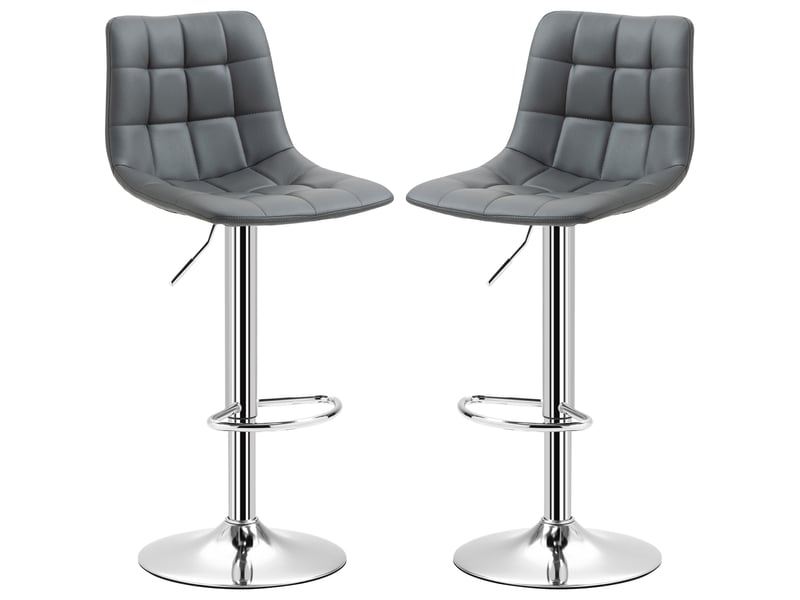  Ensemble de 2 tabourets de bar pivotants en similicuir avec dossier et repose-pieds, 42 x 45 x 89-110 cm, gris  - Conforama B