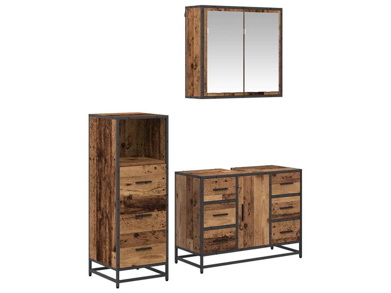 Ensemble de mobilier de salle de bain 3 pc bois ancien cf64278 - Conforama A