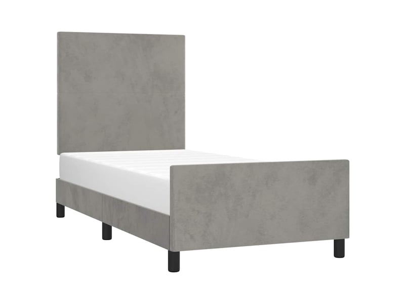  Lit simple- lit adulte -  cadre de lit sans matelas gris clair 80x200 cm velours  - Conforama B