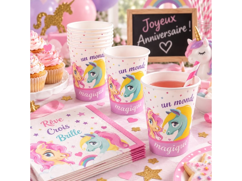  Lot de 6 gobelets en carton monde magique poney  - Conforama B