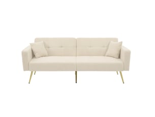 Canapé droit convertible ULEVR  2 places Tissu bouclette beige