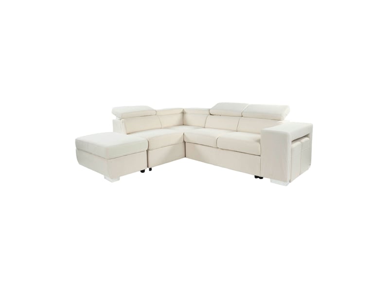 Canapé d'angle à gauche convertible 7 places velours beige - sven - Conforama D