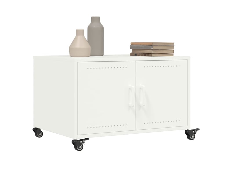  Table basse - table de salon - table à thé blanc 68x50x43,5 cm acier  - Conforama E