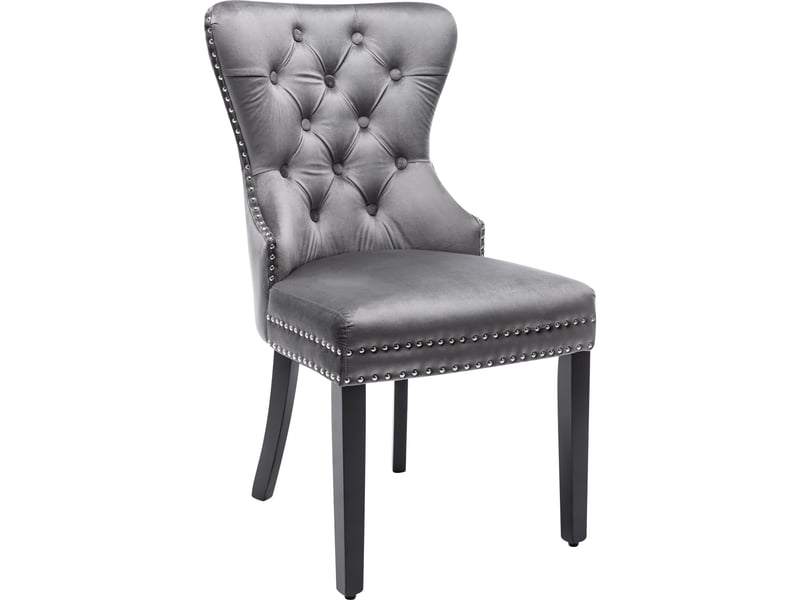 Lot de 4 chaises de salle à manger,51x51x97 cm,capitonné,velours,gris  - Conforama D