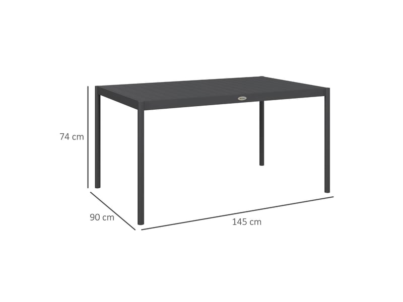  Table de jardin rectangulaire 6 personnes aluminium gris 145 x 90 x 74 cm  - Conforama C
