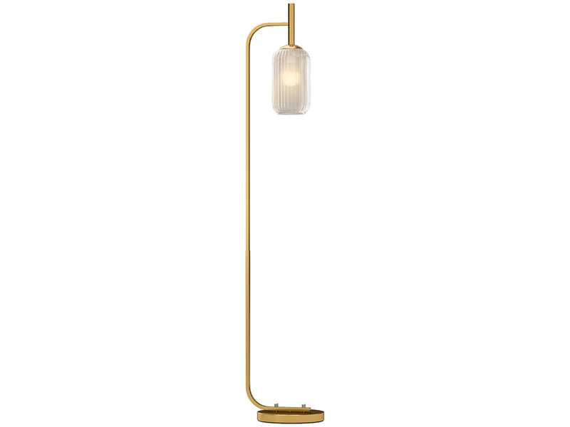  Lampadaire sur pied salon lampe sur pied avec abat-jour en verre texturé interrupteur à pied 29 x 25 x 152 cm métal or  - Conforama B