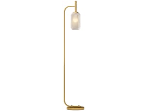 Lampadaire sur pied salon lampe sur pied avec abat-jour en verre texturé interrupteur à pied 29 x 25 x 152 cm métal or