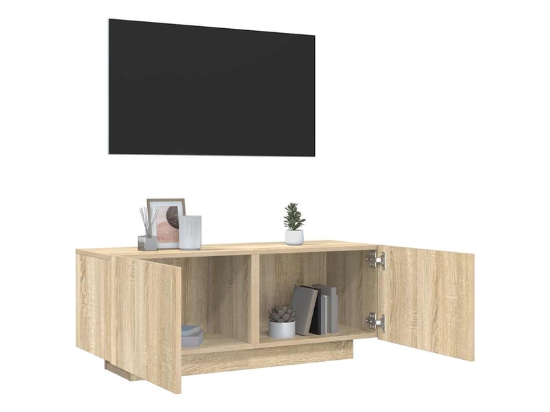  Meuble tv - banc tv - meuble de rangement chêne sonoma 100x35x40 cm bois d'ingénierie  - Conforama B