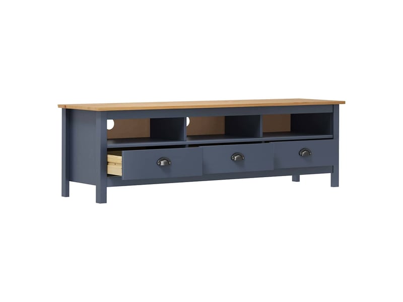  Meuble tv - banc tv - meuble de rangement hill range gris 158x40x47 cm bois de pin solide  - Conforama C