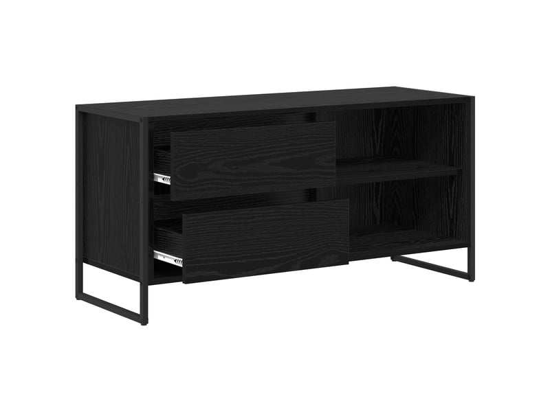  Meuble tv - banc tv - meuble de rangement 100 x 36 x 49,5 cm chêne noir bois d'ingénierie  - Conforama E