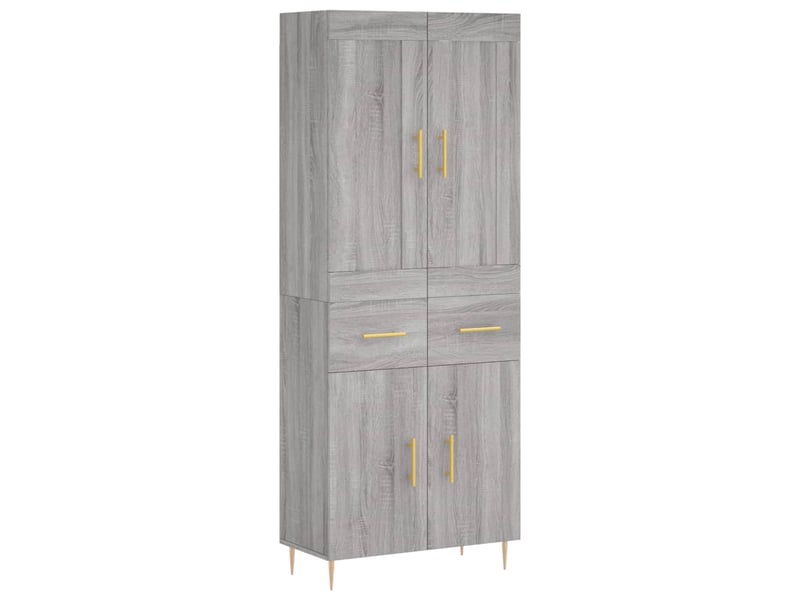 Buffet haut, buffet de rangement sonoma gris 69,5x34x180 cm bois d'ingénierie shl78487 - Conforama A