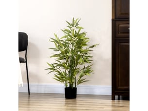 Bambou artificiel réaliste vert 90 cm avec pot, décoration pour salon, chambre et jardin, facile d’entretien
