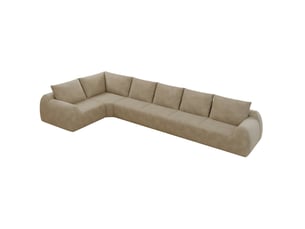 Canapé d'angle compressé panoramique fixe <strong>MODENVIE</strong> <strong></strong> 6 places Tissu kaki