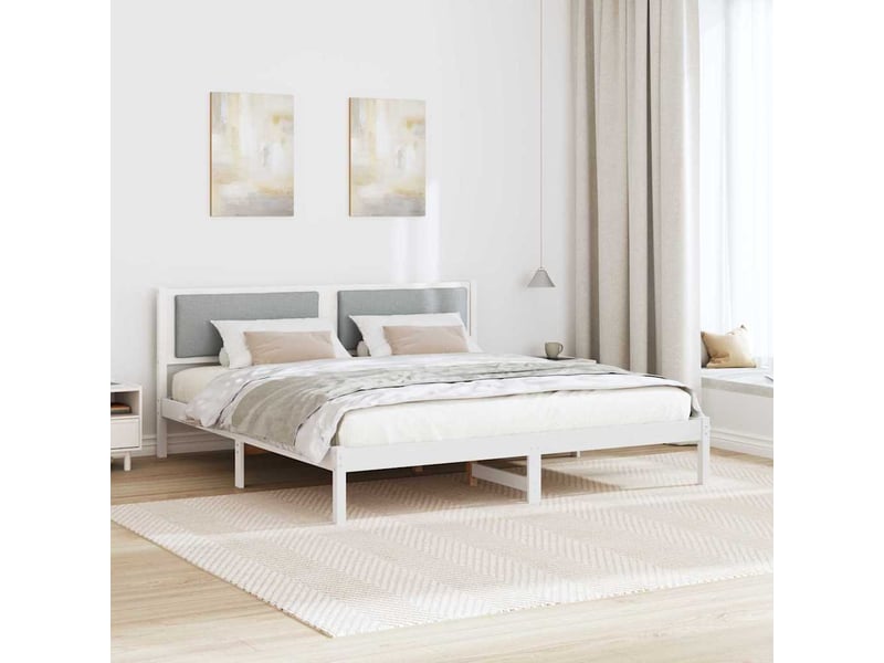  Lit double- lit adulte -  cadre de lit gris clair 200 x 200 cm pin massif  - Conforama C