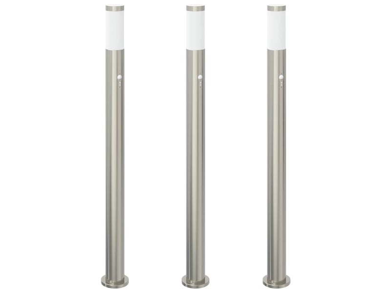  Lot de 3 borne lumineuse avec détecteur 110 cm acier inoxydable ip44 shl88776  - Conforama A