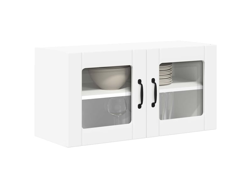 Meuble mural de cuisine, cabinet en verre mural blanc 80x31x40cm shl5733 - Conforama C