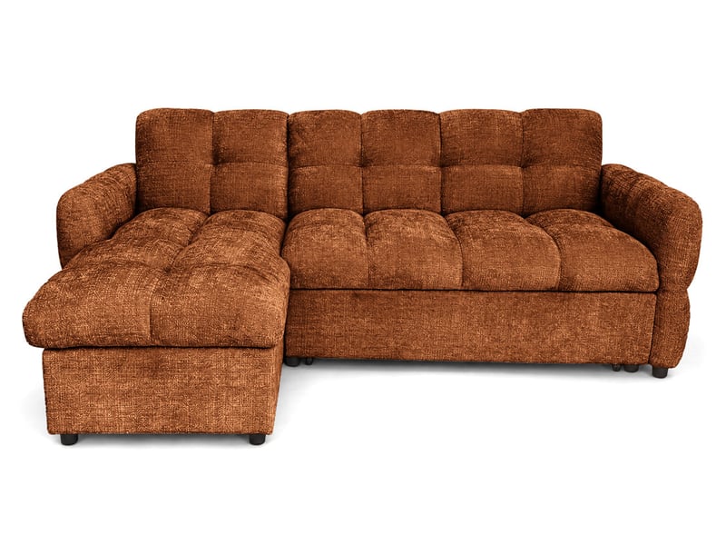  Octave - canapé d'angle réversible 4 places convertible avec coffre en velours texturé - best mobilier - terracotta OCTAVE - Conforama A