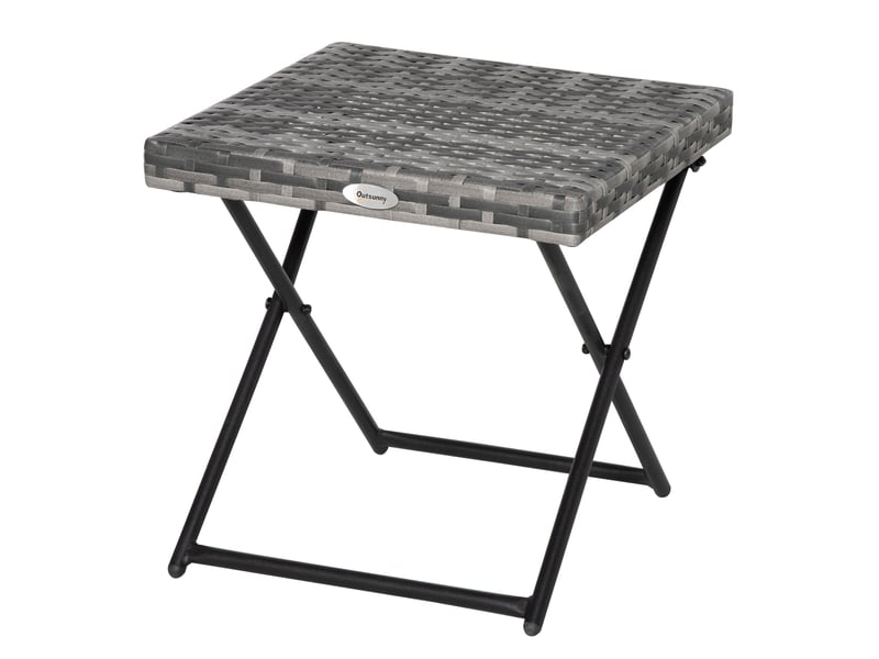  Table basse pliable de jardin résine tressée gris 40x40x40cm  - Conforama A