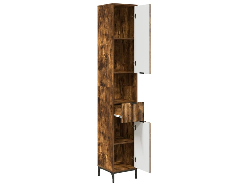  Cabinet de salle de bain, armoire salle de bain chêne fumé 31,5 x 33 x 190 cm cf65311  - Conforama E