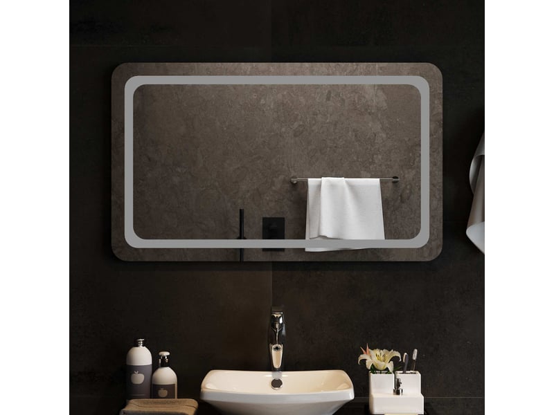 Miroir de salle de bain, miroir de toilette led avec miroir transparent 100 x 60 cm cf62556 - Conforama B