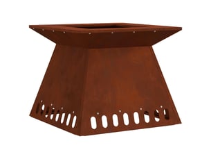 Brasero exterieur, foyer camping rouillé 48x48x40 cm acier patiné