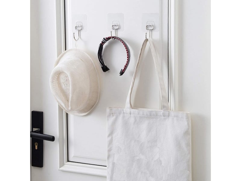  Un lot de 10 crochets adhésifs transparents et étanches, adaptés aux clés, salles de bains, salles de douche, cuisines, portes et autres endroits LJY2642FXN - Conforama E