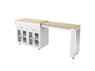 Îlot de cuisine mobile 132,5x50x93 cm extensible mdf blanc