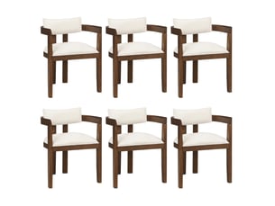 Lot de 6 chaises de salle à manger 57,5 x 60,5 x 78,5 cm – noyer – accoudoirs et tissu en lin