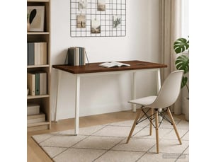Table à manger moderne 140x80x75 cm bois d'acacia massif marron foncé et blanc