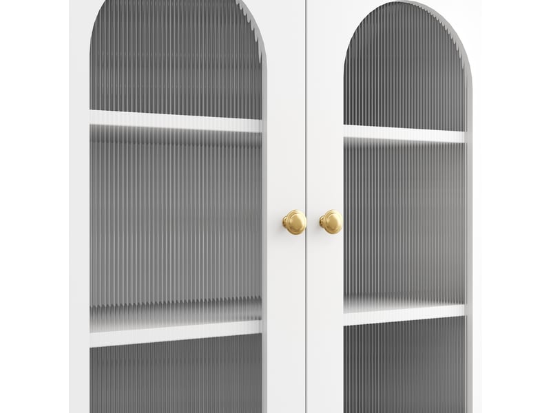  Buffet haut avec portes acrylique 3 tiroirs et led mdf blanc 106x30x175 cm GL74901W - Conforama D