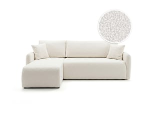 Canapé d'angle réversible convertible LOUNGITUDE ALYA 3 places Tissu bouclette Blanc