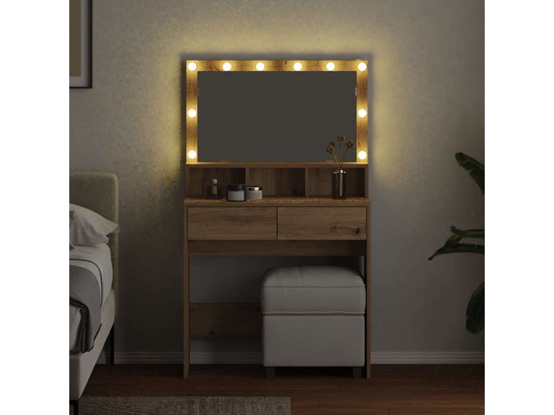  Coiffeuse, table de toilette chêne artisanal 80x41x134,5 cm  - Conforama D
