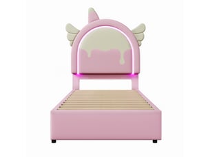 Lit simple 90x200 cm MAISONORA   coloris rose