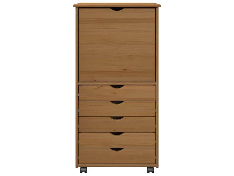  Caisson roulant de bureau 53 x 39 x 103 cm bois de pin massif marron miel  - Conforama E