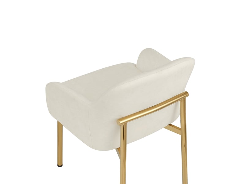  Lot de 4 chaises de salle à manger, design moderne, dossier ergonomique, tissu polyester, blanc  - Conforama R
